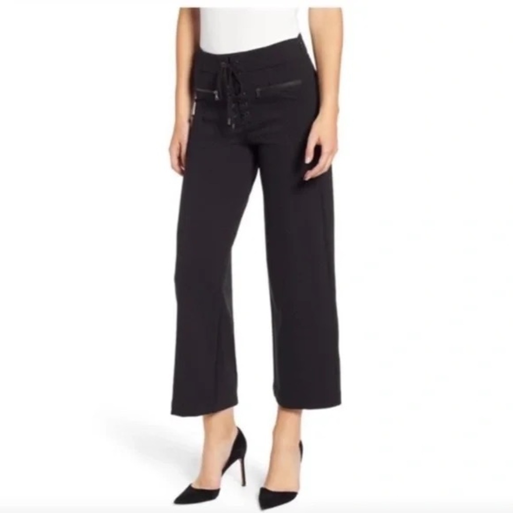 PAIGE Nellie Black lace up Wide-Leg Trousers